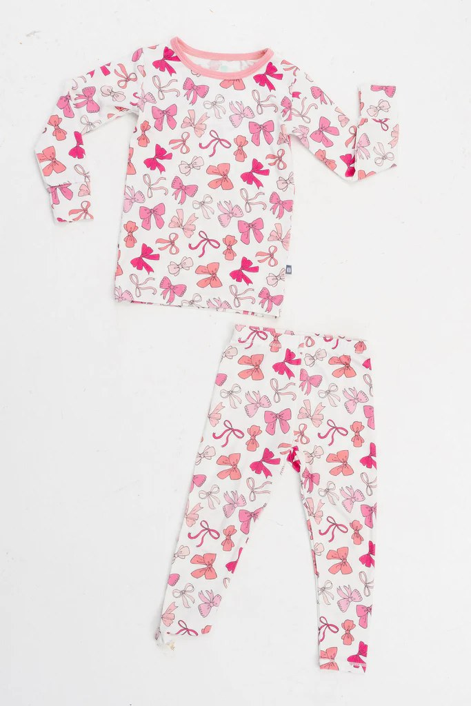 NO MOQ sales GLP1616 pre-order baby girls clothes bow pink long Sleeve pants Suit -2024.8.9