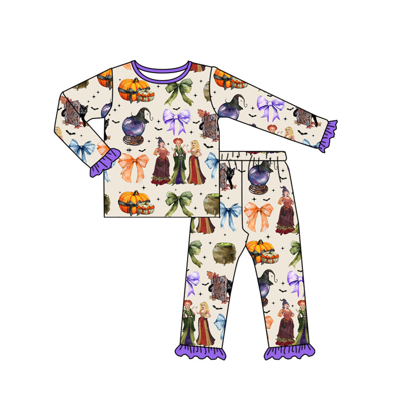 NO MOQ sales GLP1627 pre-order baby girls clothes pumpkin purple long Sleeve pants Suit -2024.8.10