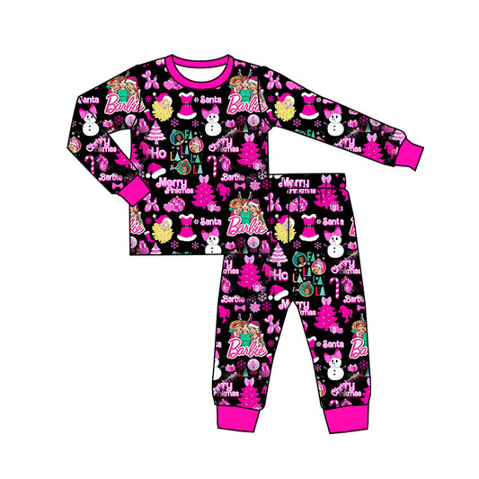 NO MOQ sales GLP1645 pre-order baby girls clothes Christmas rose red long Sleeve pants Suit -2024.8.12