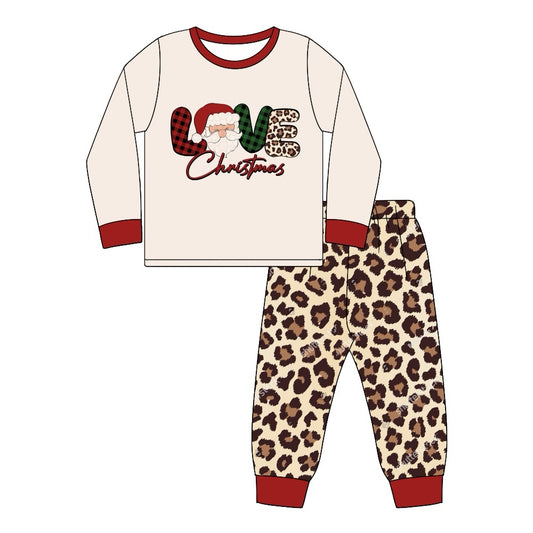 no moq GLP1659 pre-order Adult female Christmas leopard long-sleeved pants set-2024.8.13