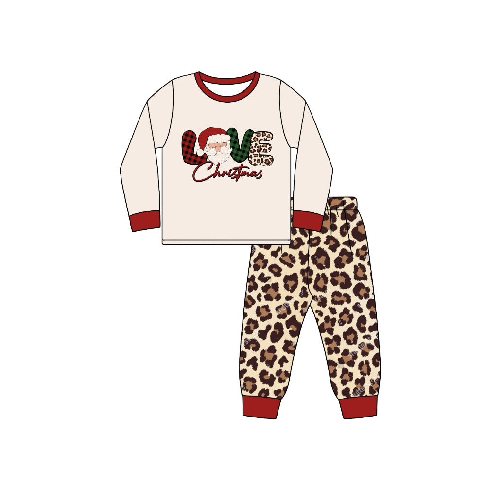 NO MOQ sales GLP1661 pre-order baby girls clothes Christmas leopard long Sleeve pants Suit -2024.8.13