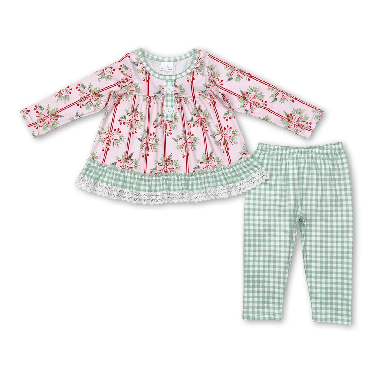 RTS NO MOQ Sibling Baby Girls and Boys Christmas trees pants sets and rompers