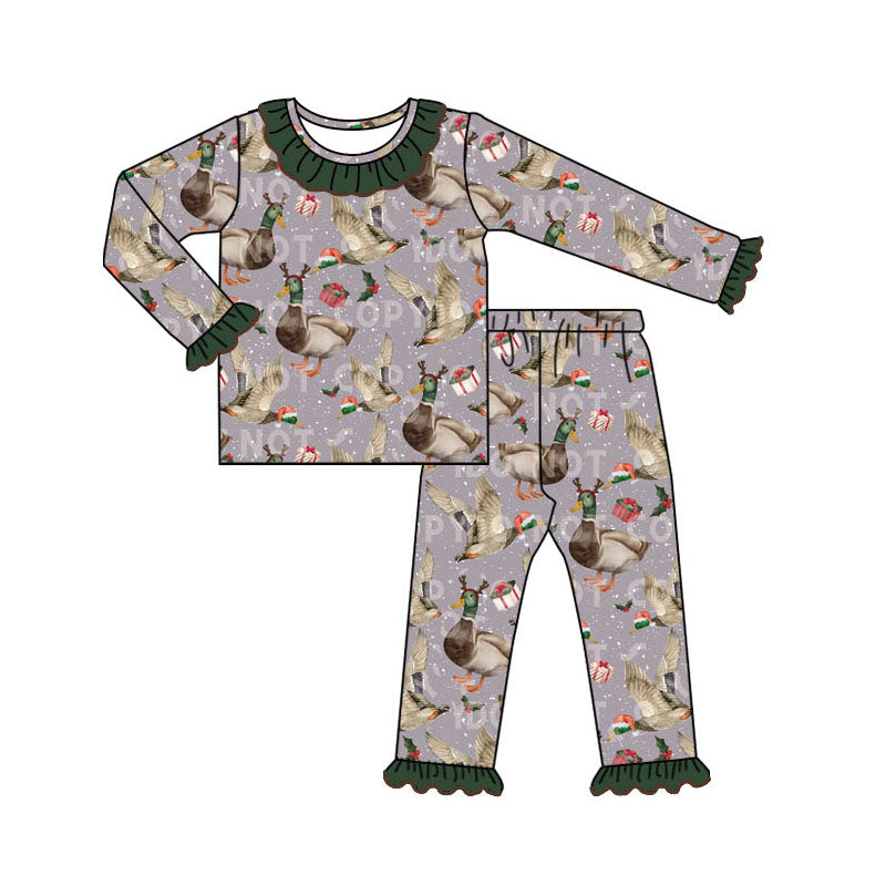 NO MOQ sales GLP1712 pre-order baby girls clothes ducks long Sleeve pants Suit -2024.7.30