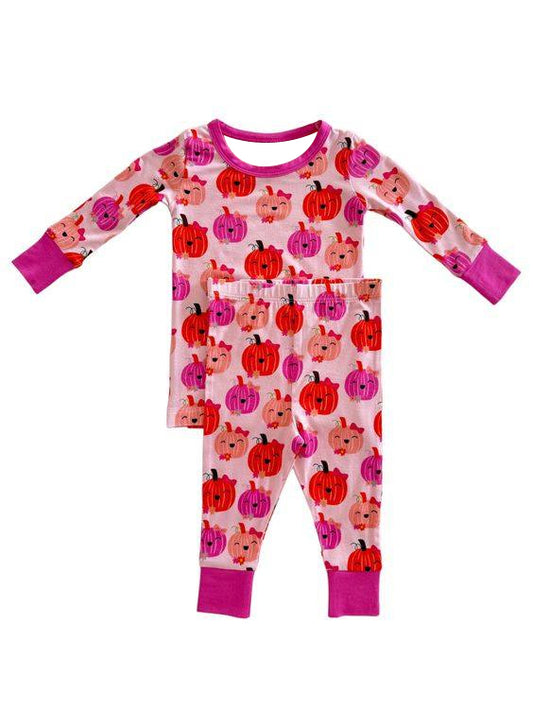 NO MOQ sales GLP1729 pre-order baby girls clothes pumpkin red long Sleeve pants Suit -2024.8.1