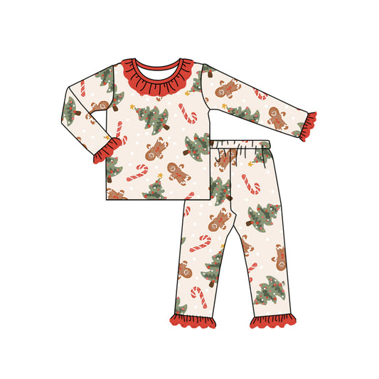 NO MOQ sales GLP1731 pre-order baby girls clothes Christmas trees long Sleeve pants Suit -2024.8.1