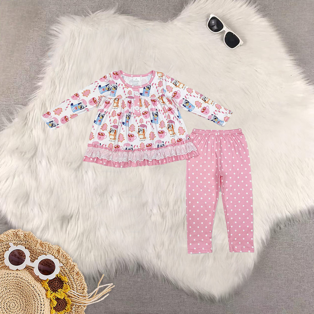 RTS NO MOQ Sibling Baby girls Christmas cartoon long-sleeved trousers suit & rompers & top