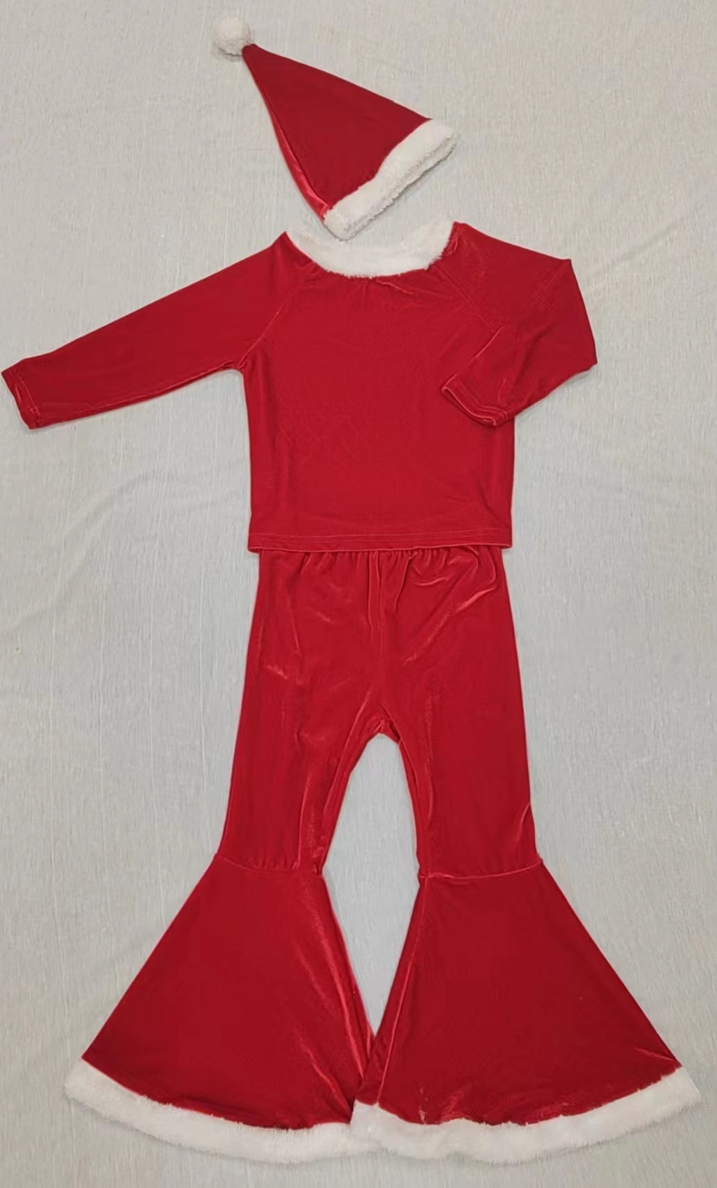 NO MOQ sales GLP1734 pre-order baby girls clothes Christmas red velvet long Sleeve pants Suit -2024.8.2