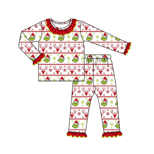 NO MOQ sales GLP1740 pre-order baby girls clothes Christmas long Sleeve pants Suit -2024.8.3