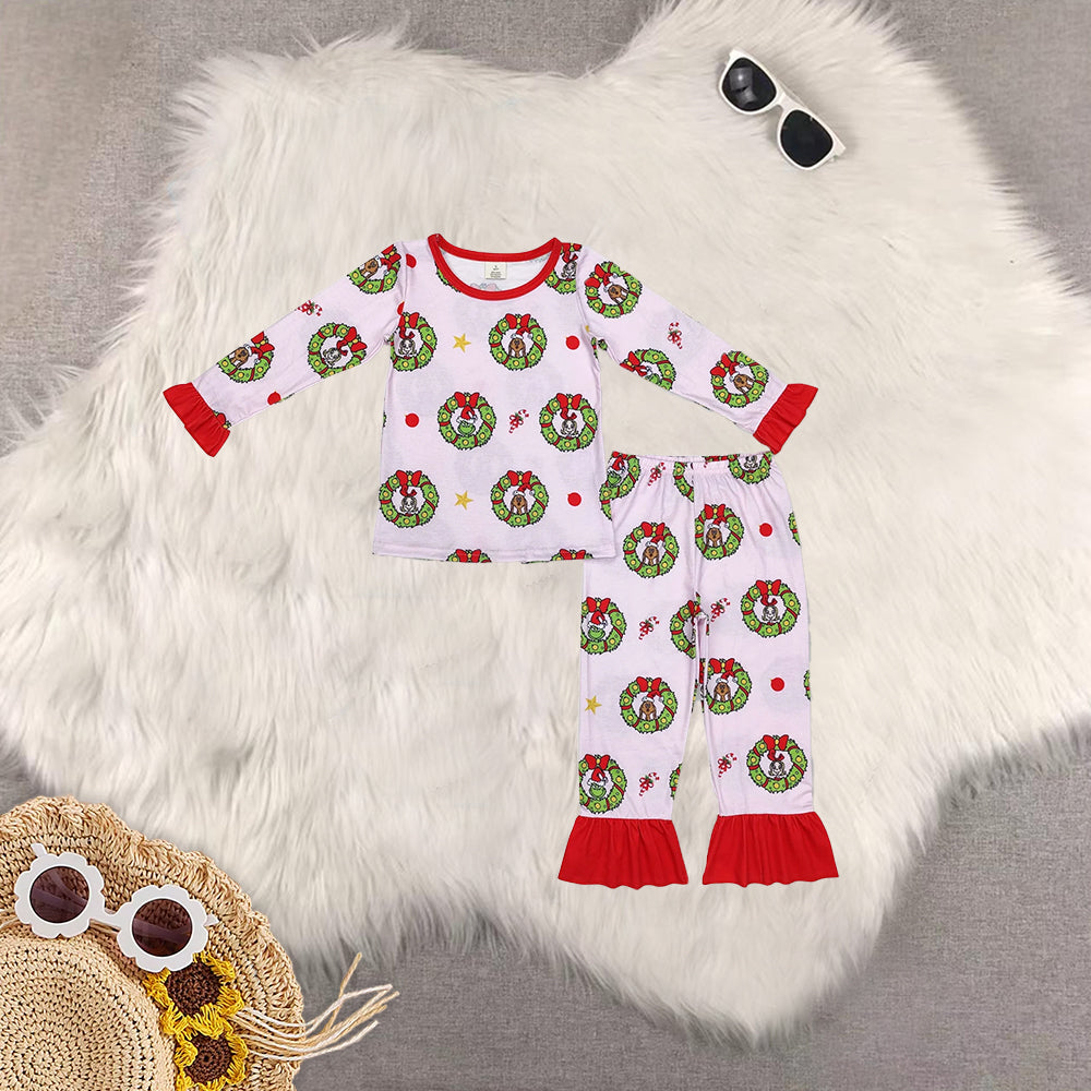 RTS NO MOQ Sibling Baby Girls modal Christmas long-sleeved trousers suit & romper