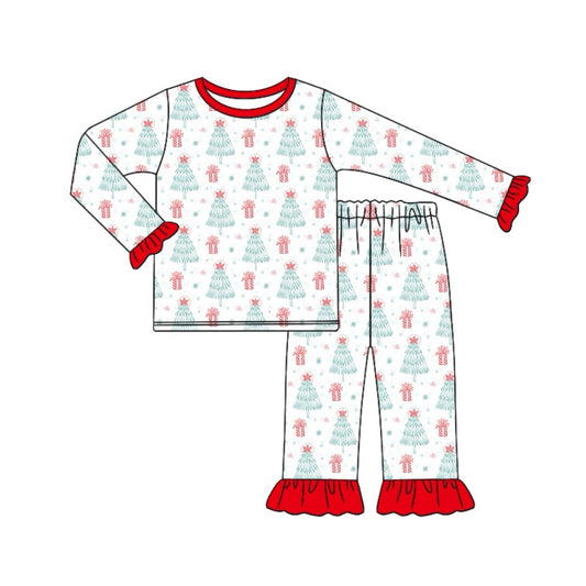 NO MOQ sales GLP1746 pre-order baby girls clothes Christmas trees long Sleeve pants Suit -2024.8.5