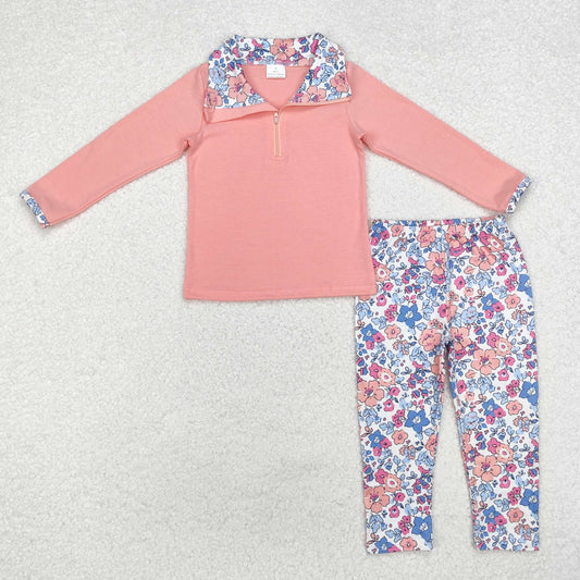 RTS NO MOQ ETA 5/7days Arrived GLP1750 Pink long-sleeved trouser suit with flower zipper