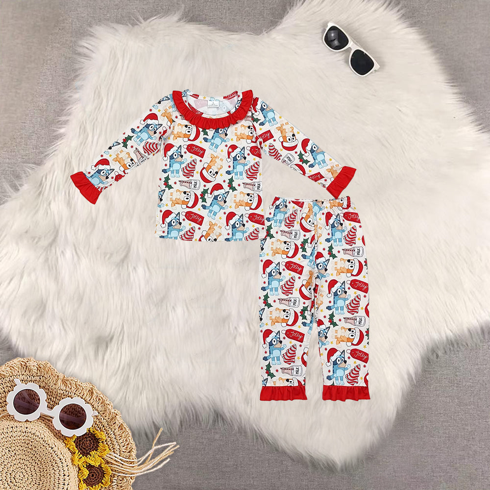 RTS NO MOQ Sibling baby girls baby boys clothes Christmas cartoon long-sleeved trousers suit & romper & dress & adult pants