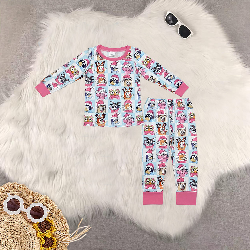 RTS NO MOQ Sibling Baby Girls Christmas cartoon long-sleeved trousers suit & romper