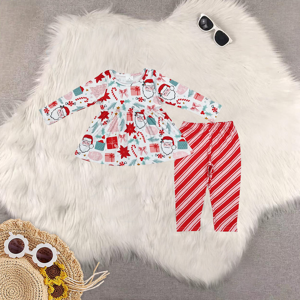 RTS NO MOQ Sibling Baby Girls Christmas trees Long Sleeve Pants Set