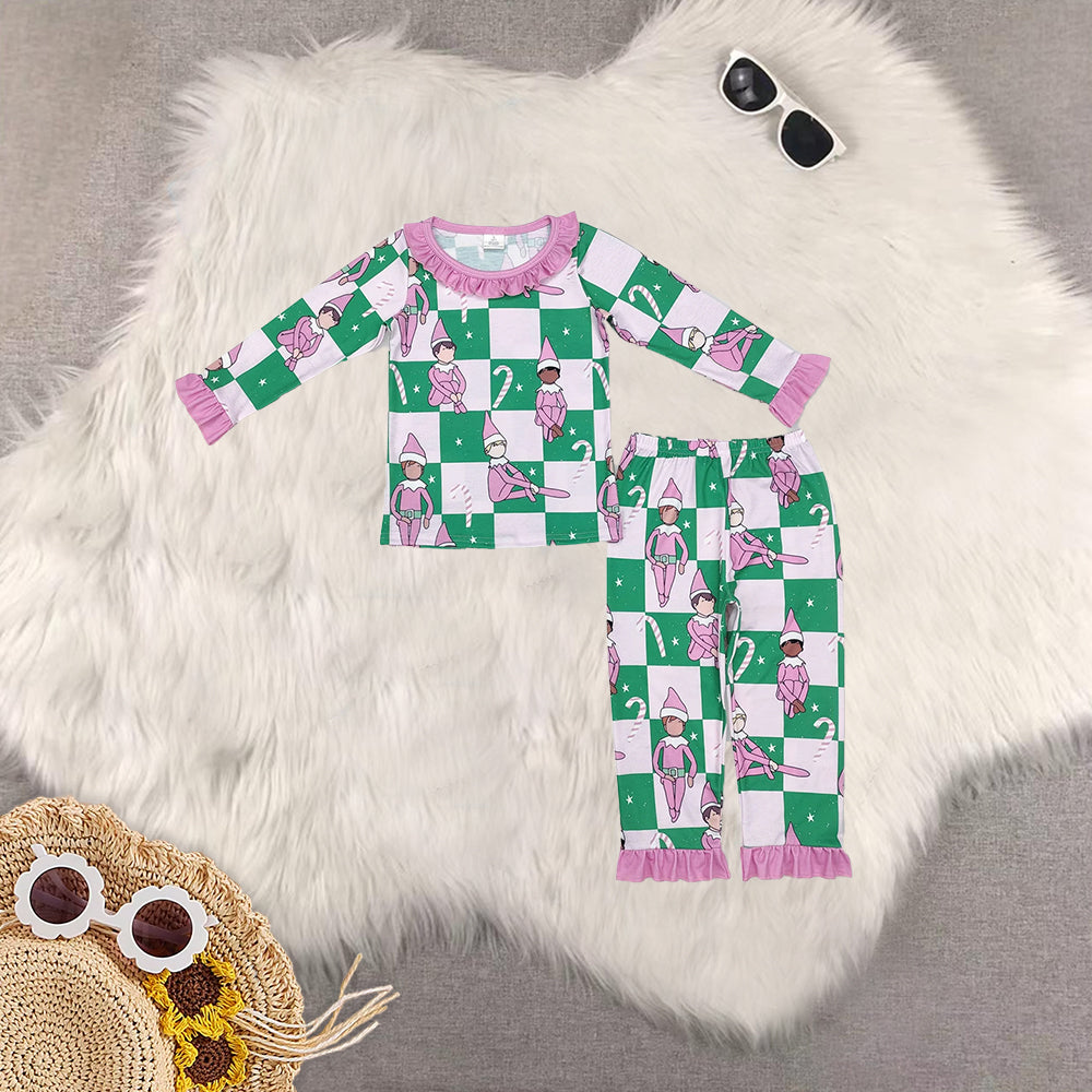 RTS NO MOQ Sibling Baby girls modal Christmas long-sleeved trousers suit & romper