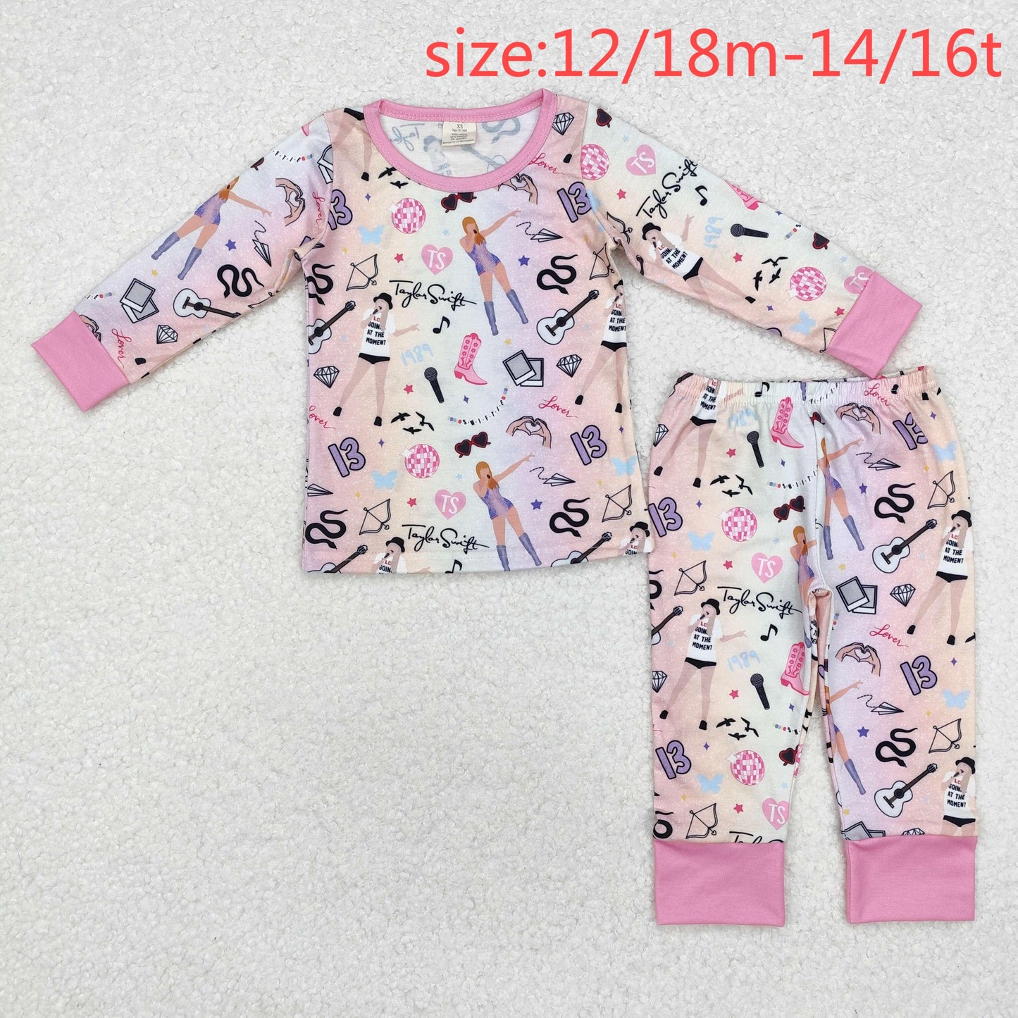 RTS NO MOQ Baby Boys Girls Clothes bamboo taylor swift long-sleeved pants set