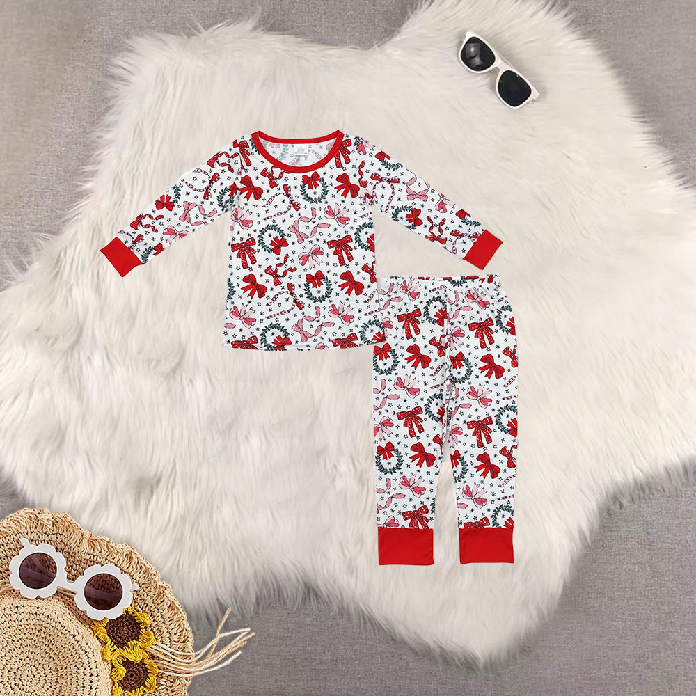 RTS NO MOQ Sibling Baby Girls boys modal Christmas stars Long Sleeve Pants Set