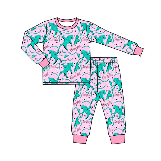 NO MOQ sales GLP1911 pre-order baby girls clothes cowgirl pink long Sleeve pants Suit -2024.9.2