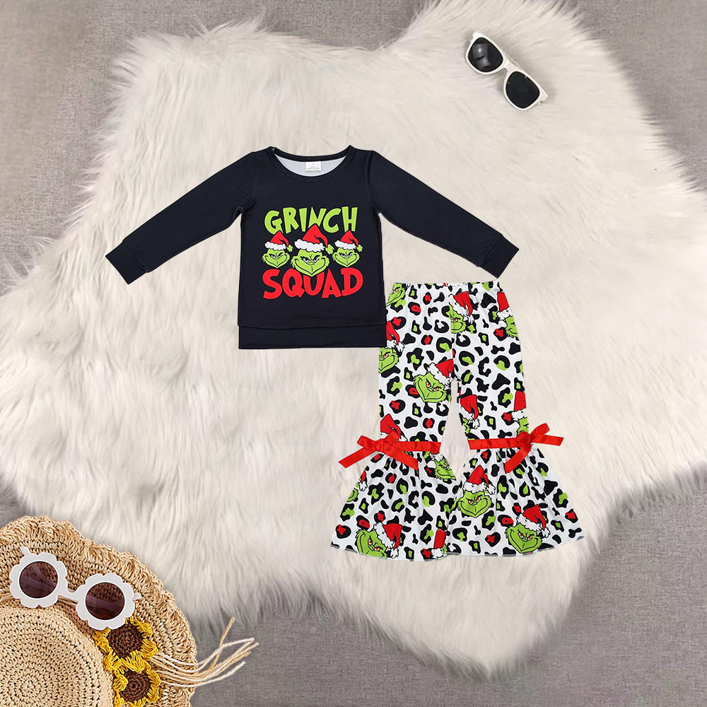 RTS NO MOQ Baby Girls Christmas Long Sleeve Pants Set