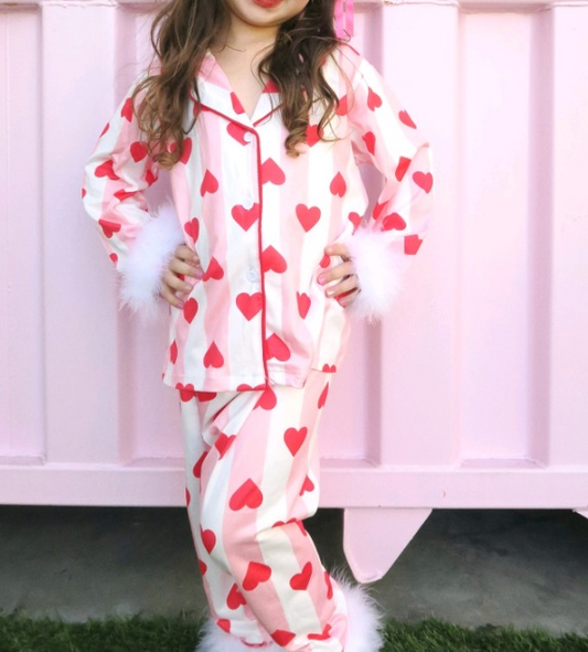 NO MOQ sales GLP1921 pre-order baby girls clothes love pink long Sleeve pants Suit -2024.9.3