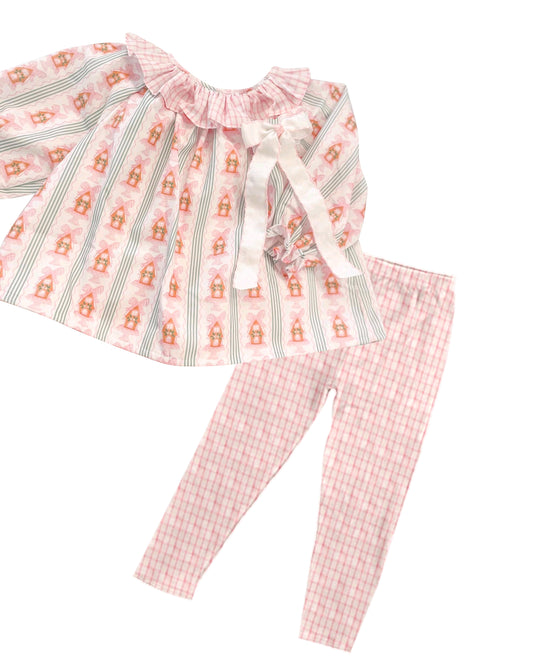 NO MOQ sales GLP1924 pre-order baby girls clothes pink long Sleeve pants Suit -2024.9.3