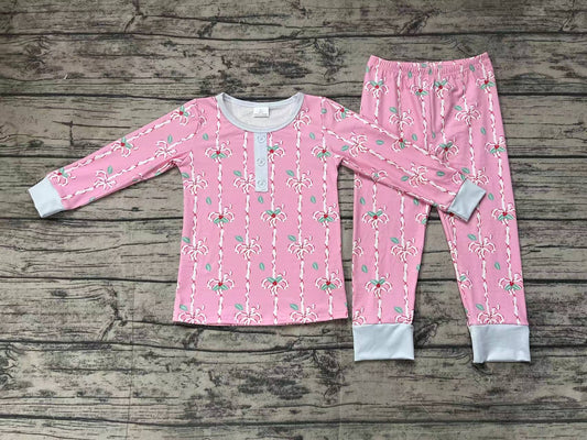 NO MOQ sales GLP1925 pre-order baby girls clothes pink long Sleeve pants Suit