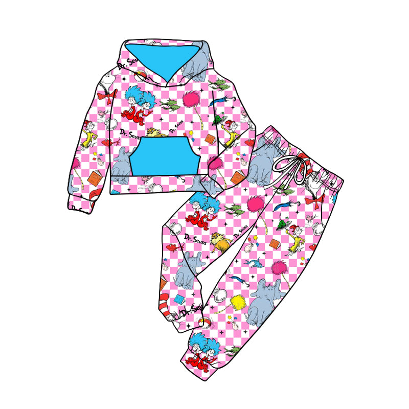 NO MOQ sales GLP1932 pre-order baby girls clothes dr pink long Sleeve pants Suit -2024.9.4