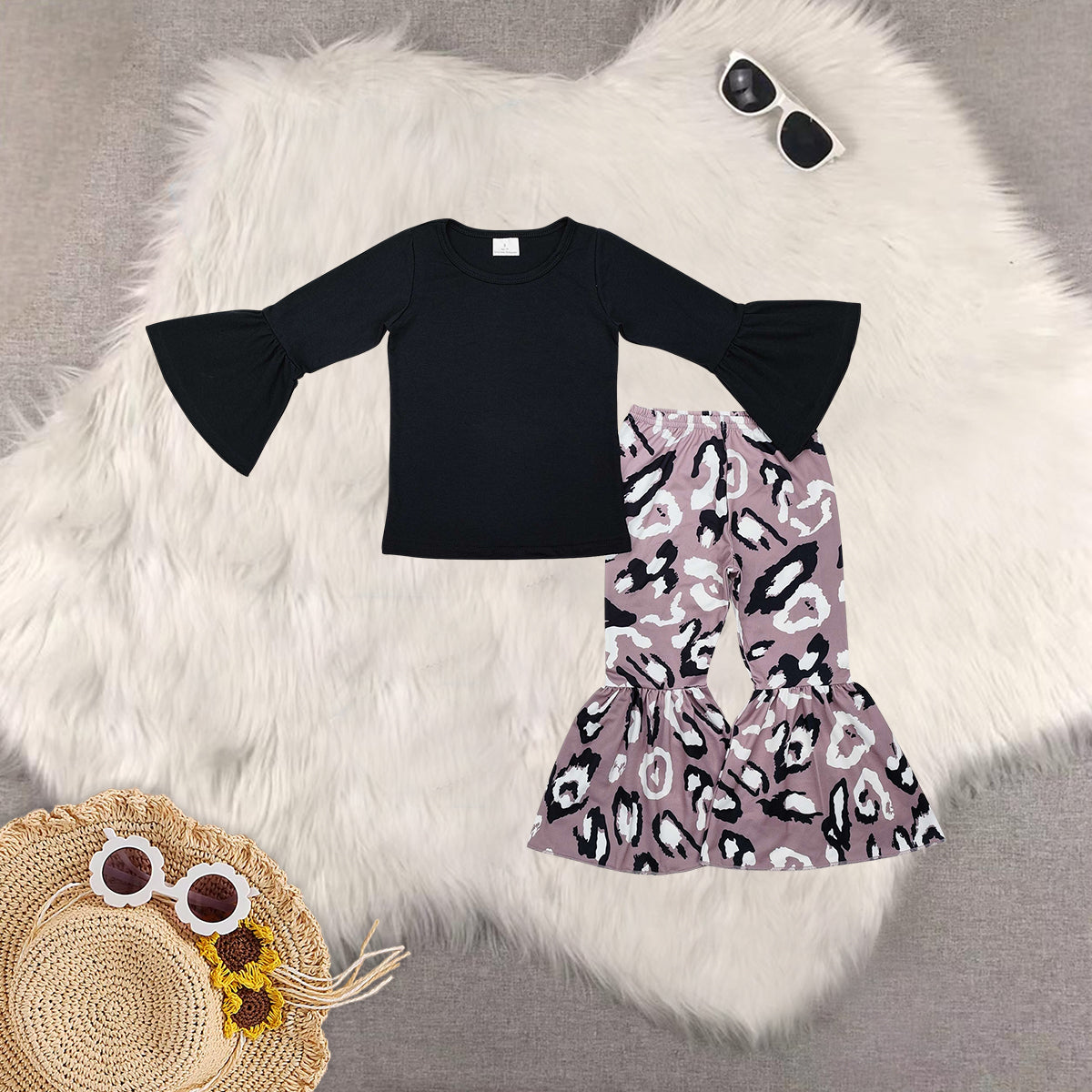 RTS NO MOQ Sibling Baby Girls halloween Long Sleeve Pants Set