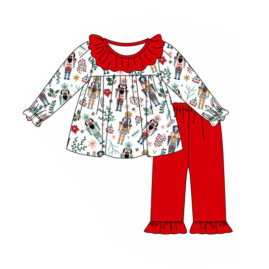 NO MOQ sales GLP1976 pre-order baby girls clothes Christmas red long Sleeve pants Suit -2024.9.10