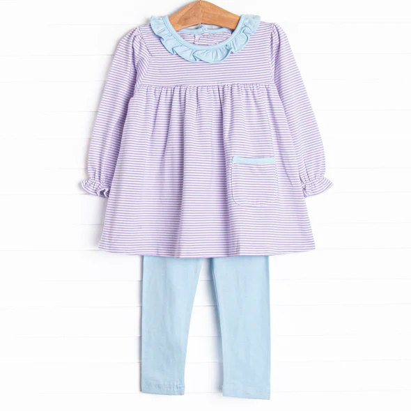 NO MOQ sales GLP1982 pre-order baby girls clothes purple long Sleeve pants Suit -2024.9.11