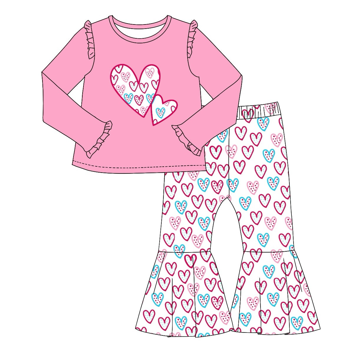 NO MOQ sales GLP1985 pre-order baby girls clothes pink long Sleeve pants Suit -2024.9.11