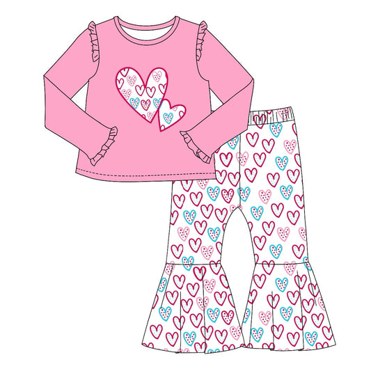 NO MOQ sales GLP1985 pre-order baby girls clothes pink long Sleeve pants Suit -2024.9.11