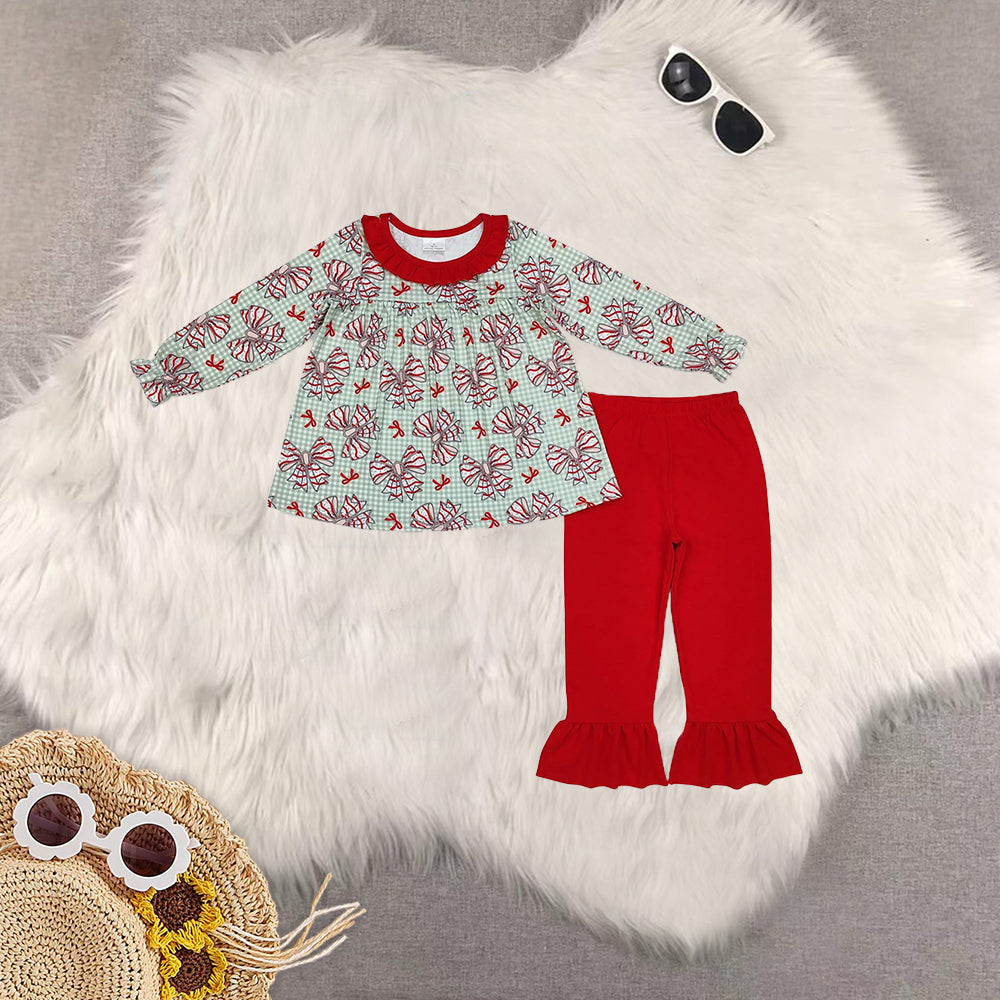 RTS NO MOQ Baby Girls Christmas Long Sleeve Pants Set