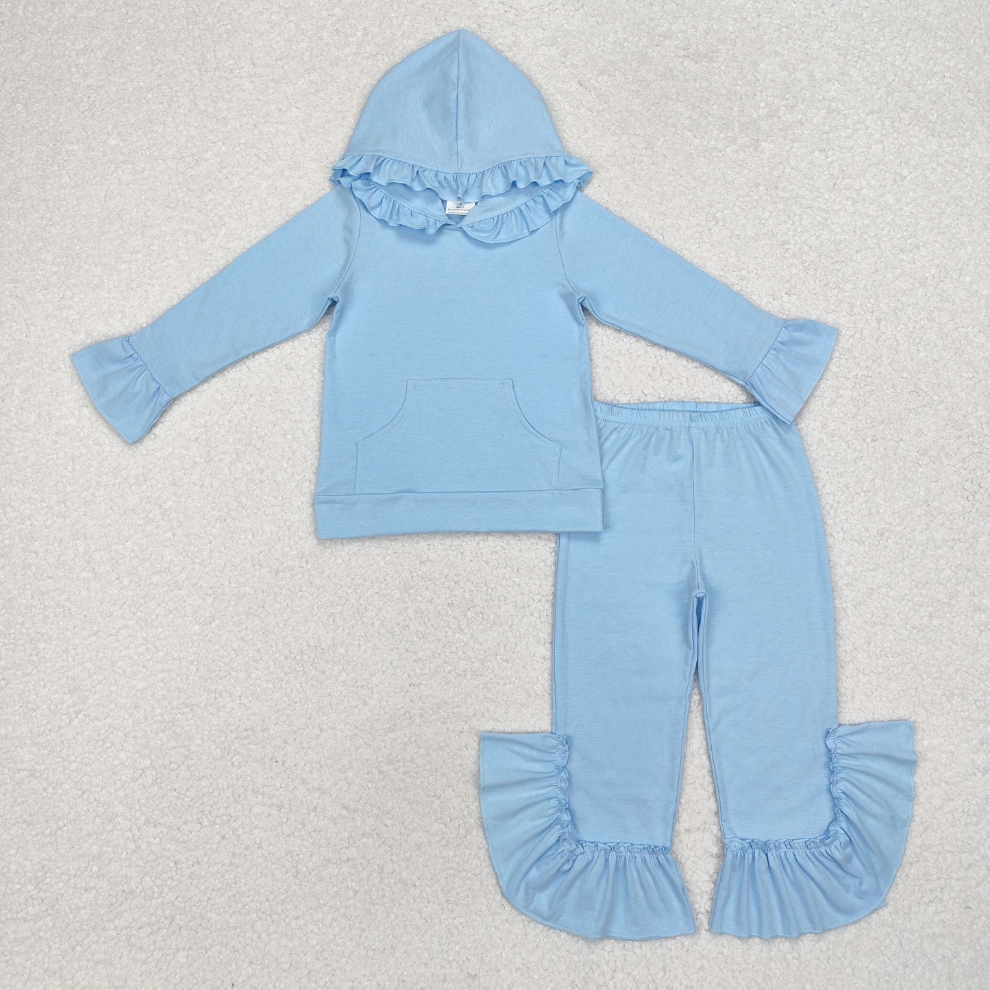 RTS NO MOQ ETA 5/7days Arrived GLP2058 Pure sky blue lace hooded long-sleeved trousers set