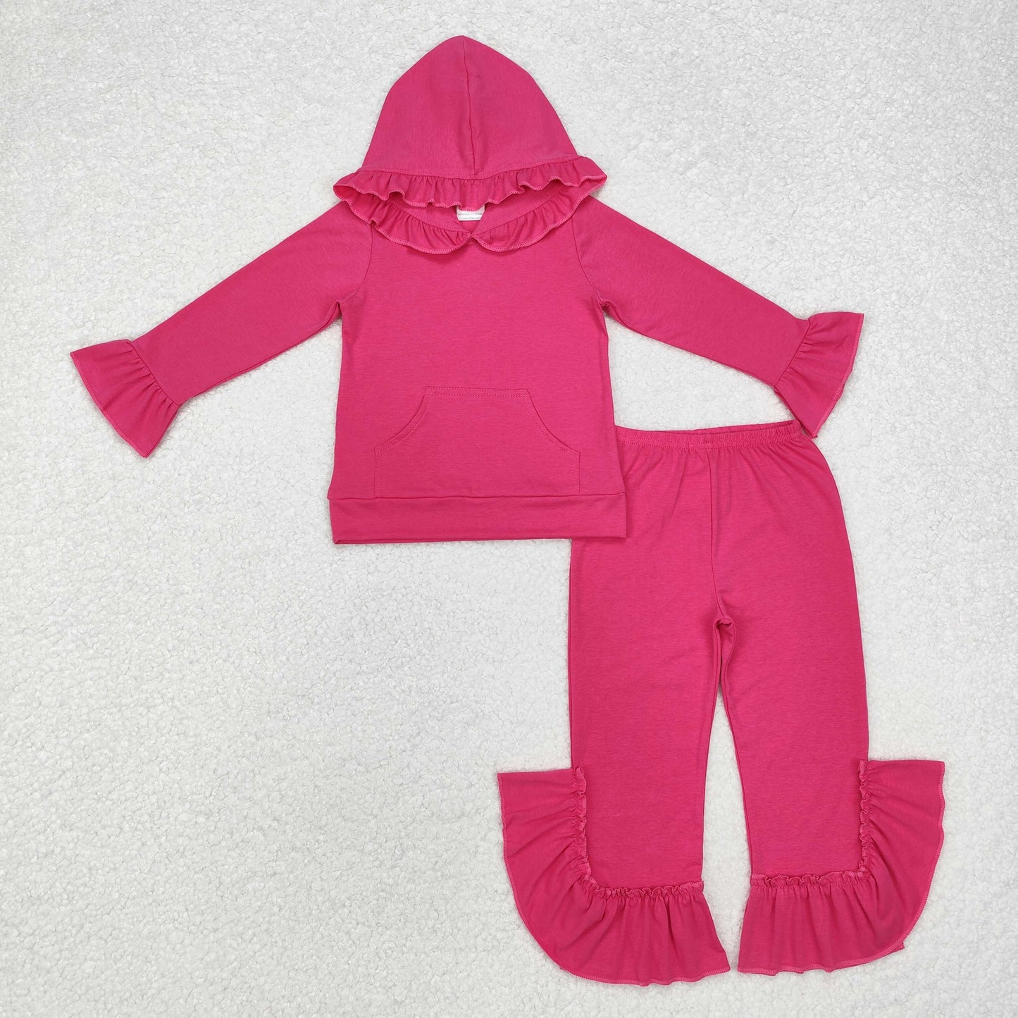 RTS NO MOQ ETA 5/7days Arrived GLP2061 Pure rose red lace hooded long sleeve trousers set