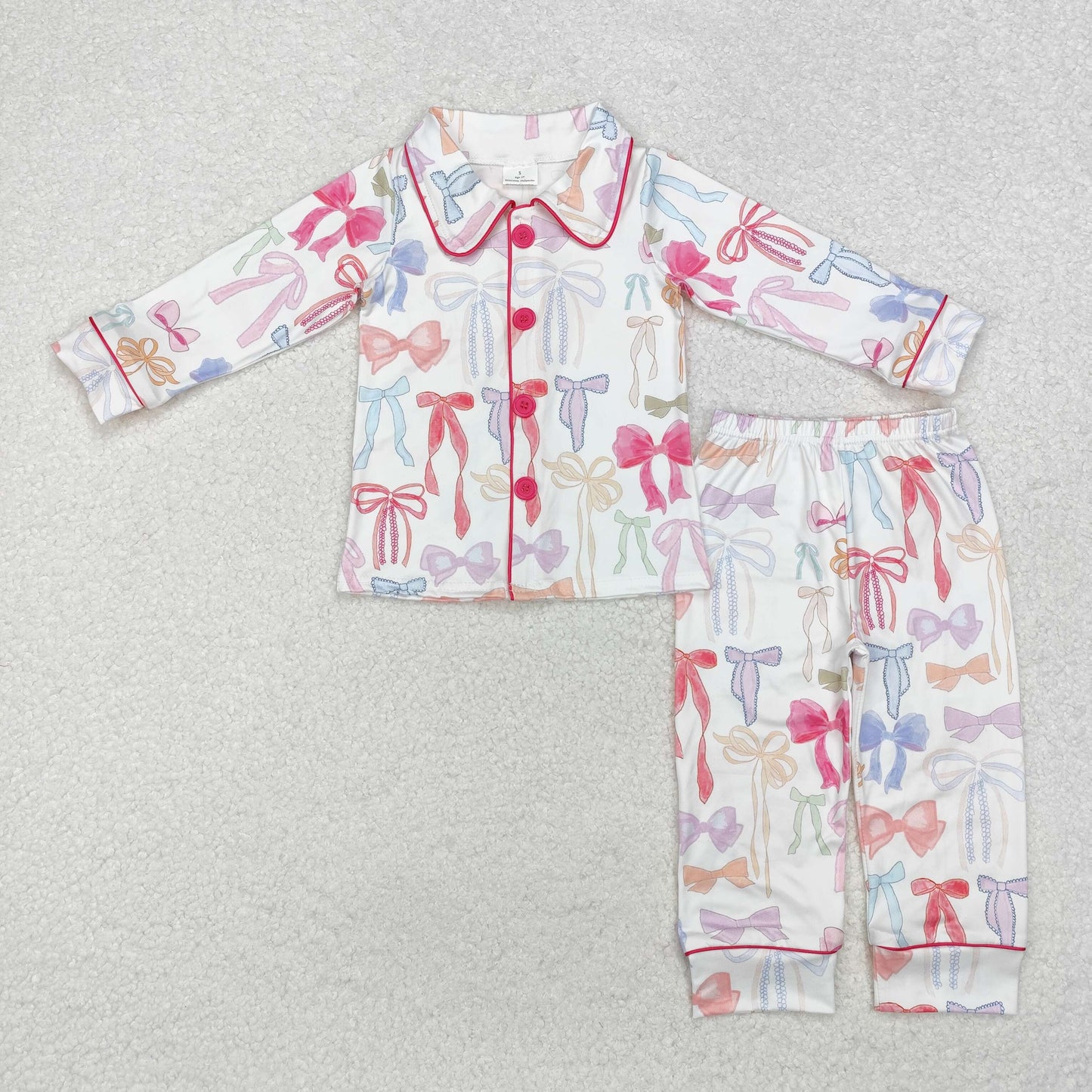 RTS NO MOQ Pink Bow Long Sleeves and Long Pants Pajama Set: Adults & Children