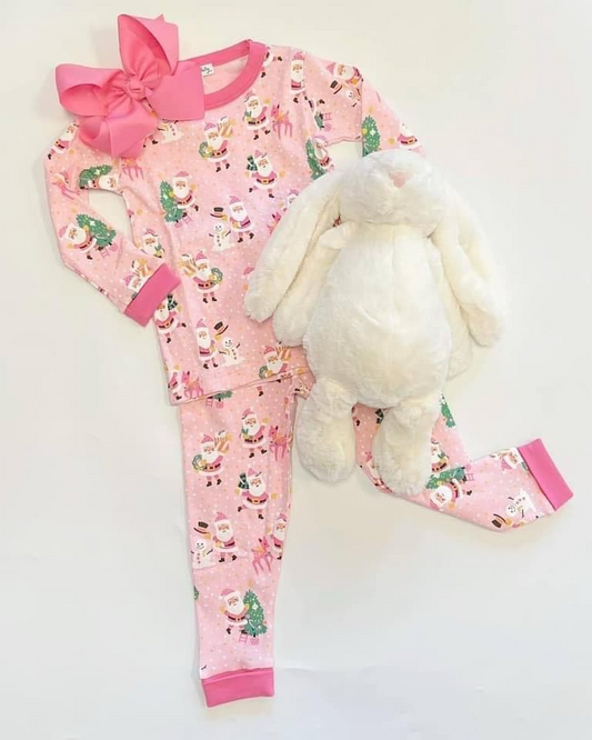 NO MOQ sales GLP2094 pre-order baby girls clothes Christmas pink long Sleeve pants Suit -2024.9.21