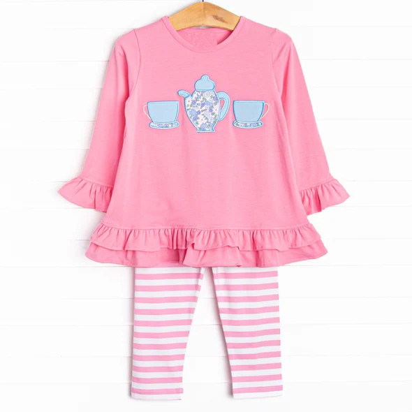 NO MOQ sales GLP2098 pre-order baby girls clothes pink long Sleeve pants Suit -2024.9.23