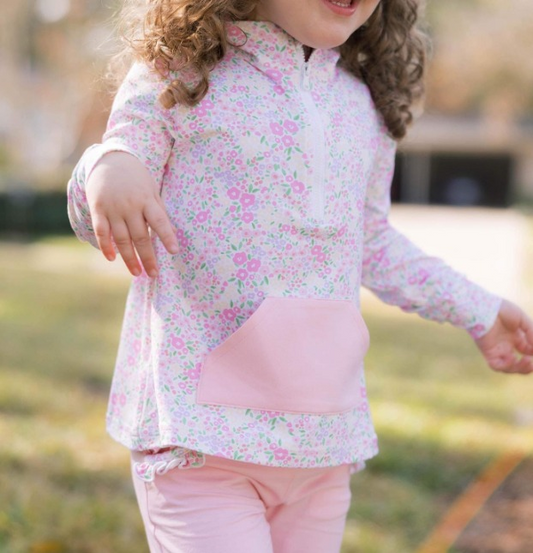 NO MOQ sales GLP2118 pre-order baby girls clothes floral pink long Sleeve pants Suit -2024.9.27