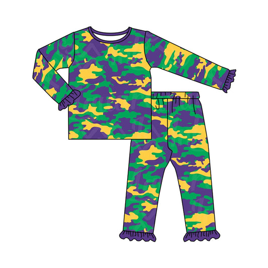 NO MOQ sales GLP2122 pre-order baby girls clothes camouflage long Sleeve pants Suit -2024.9.27