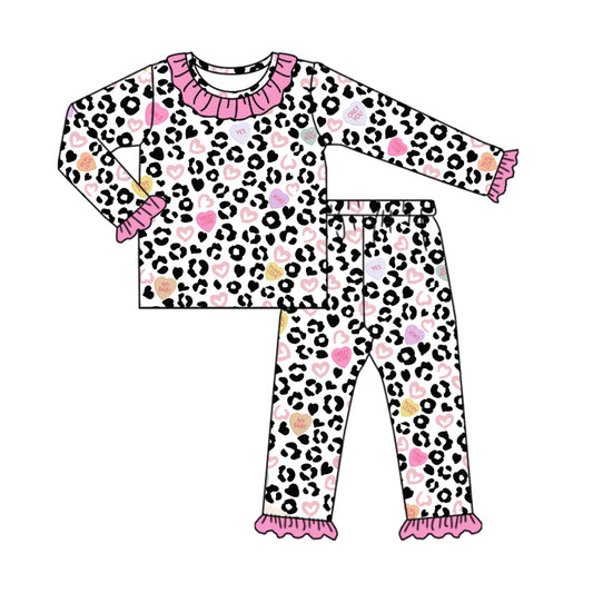 NO MOQ sales GLP2169 pre-order baby girls clothes leopard long Sleeve pants Suit -2024.10.9