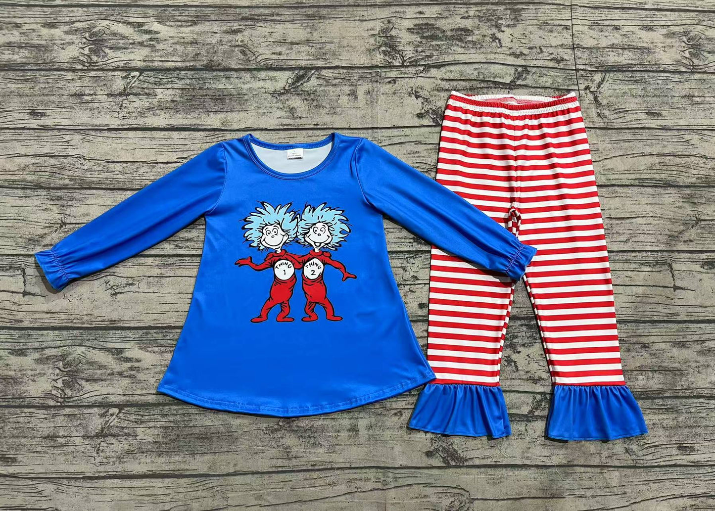 NO MOQ sales GLP2177 pre-order baby girls clothes dr blue long Sleeve pants Suit