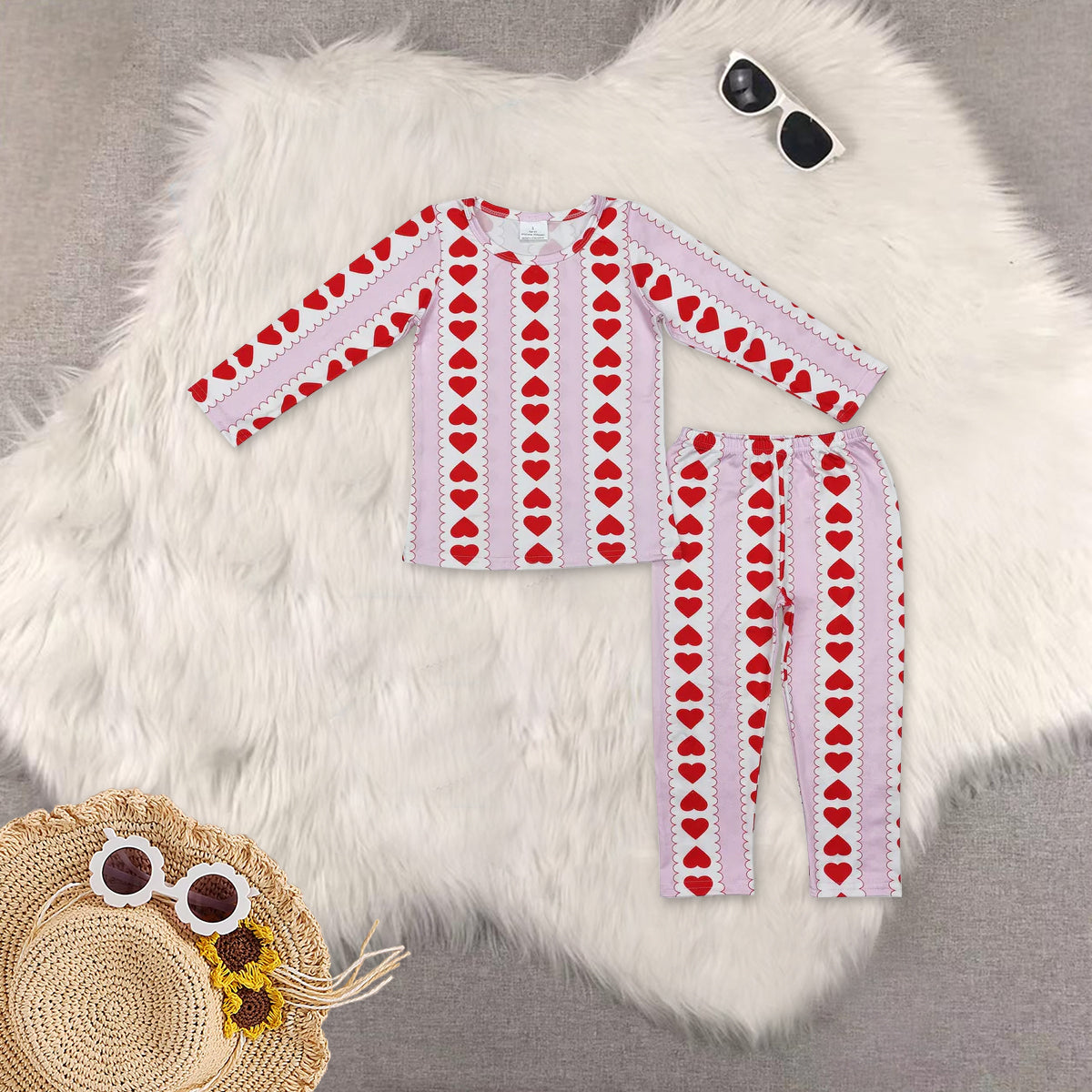 RTS NO MOQ Sibling Baby girl clothes valentine long Sleeve pants Suits