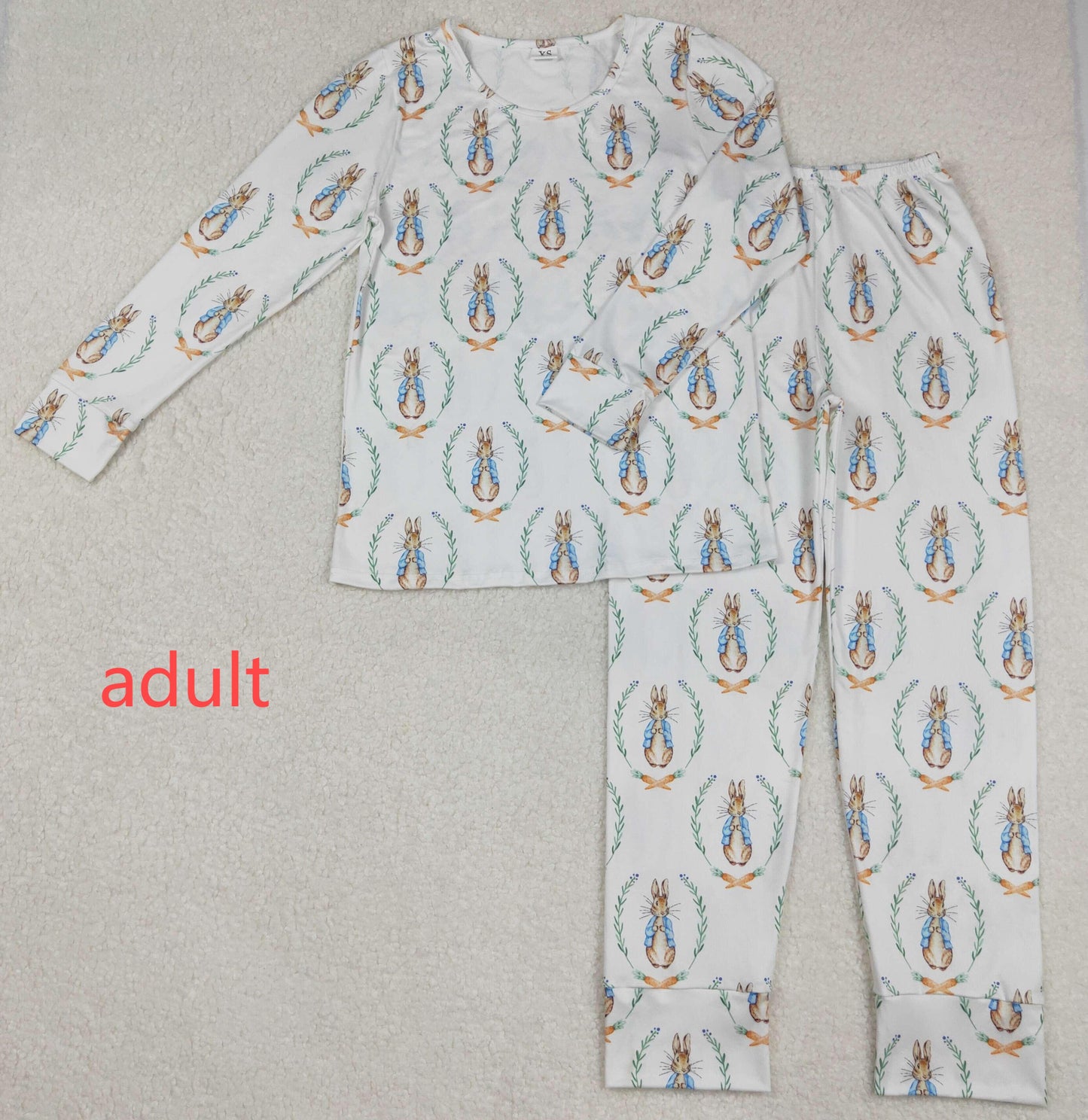 RTS NO MOQ ETA 5/7days arrived GLP2219 Adult female Easter bunny white long-sleeved long pants pajama set