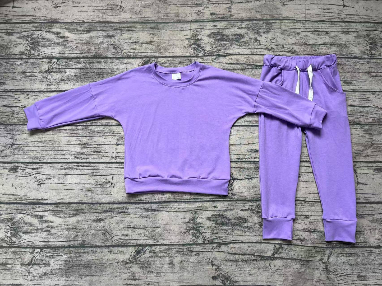 NO MOQ sales GLP2249 pre-order baby girl clothes light purple long Sleeve pants Suit