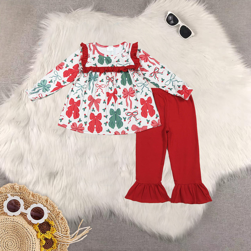 RTS NO MOQ Sibling Baby girl clothes Christmas long-sleeved trousers suits