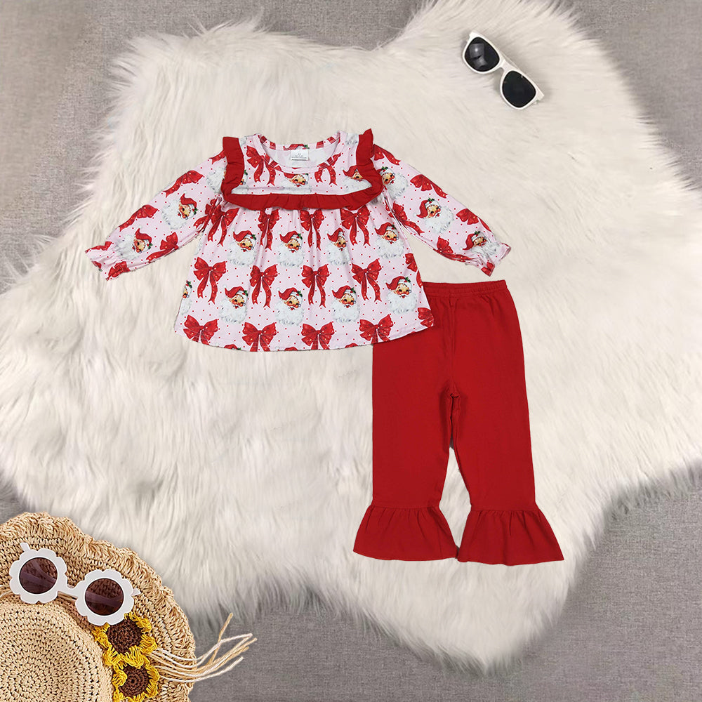 RTS Sibling baby girls clothes Christmas red long Sleeve pants sets and dress and rompers