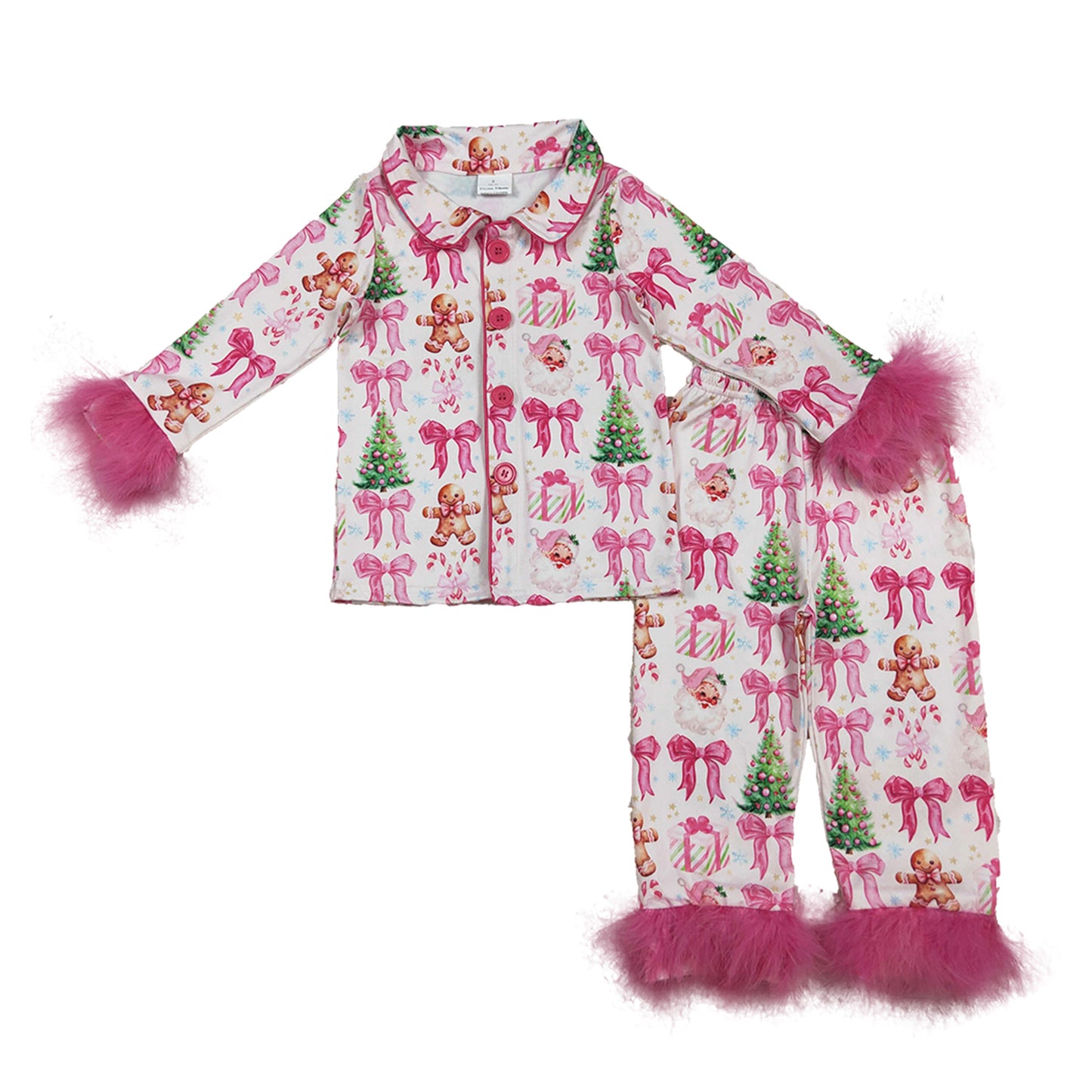 RTS NO MOQ Sibling baby girl clothes Christmas boot bow Plush long sleeve pants Sets