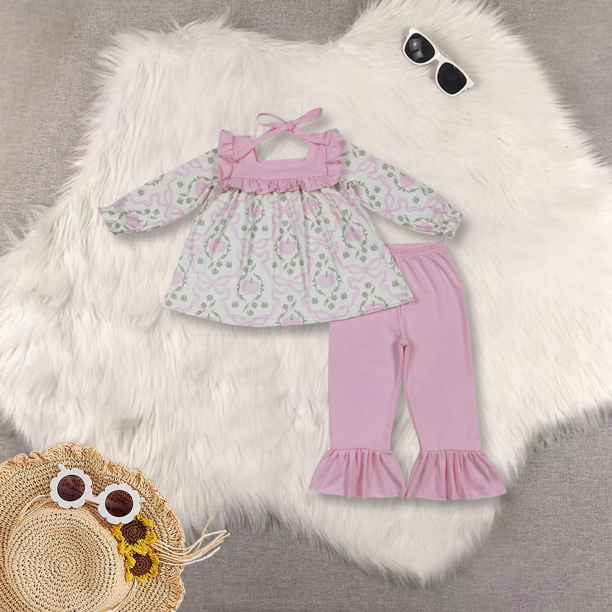 RTS NO MOQ Sibling Baby girl clothes Christmas long-sleeved trousers suit & romper