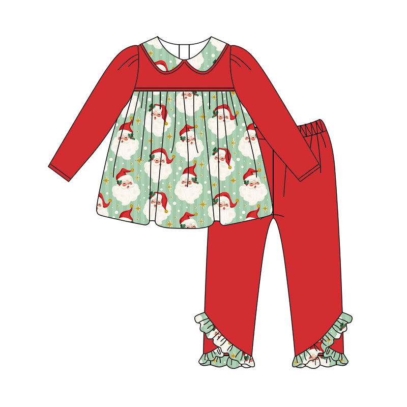 no moq GLP2421 PRE-ORDER baby girl clothes Christmas red long sleeve pants sets-2025.5.29